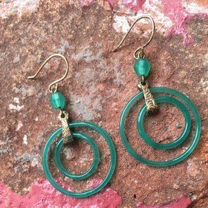 Green vintage glass earrings